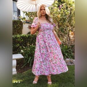 Show Me Your MuMu Pink Floral Maxi Dress